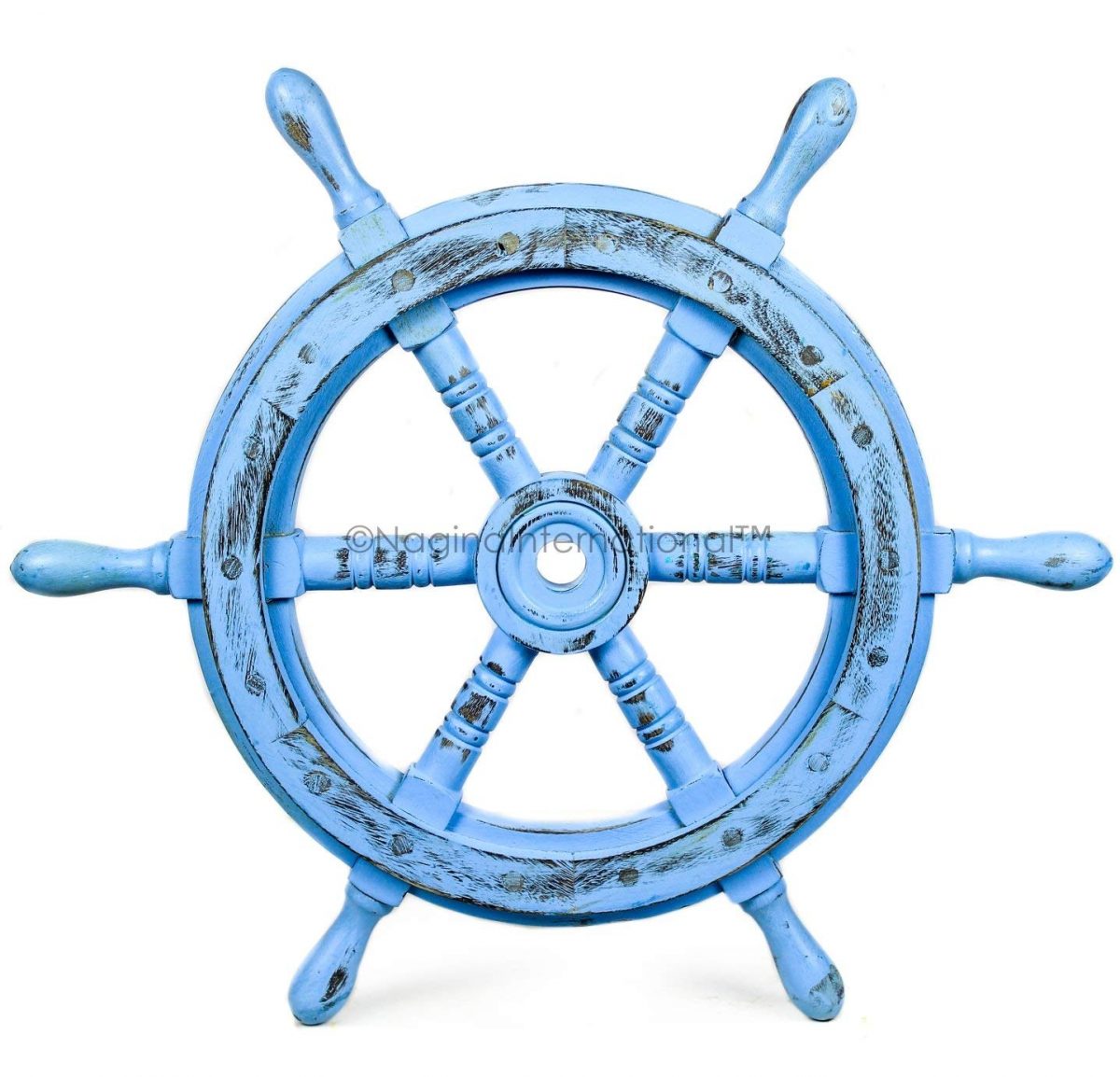 Antique Sky Blue Ship Wheel