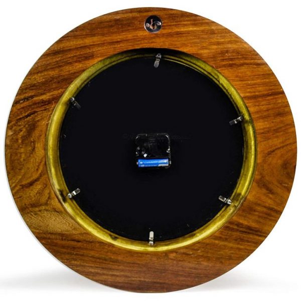 Nagina International Nautical Time Tide Clock On Premium Wooden Base - Polished Brass Porthole Wall Hanging Decor