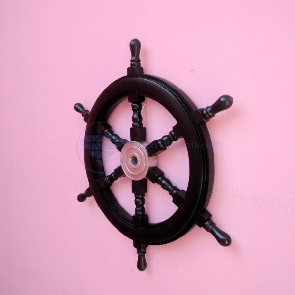 Nagina International Nautical Handcrafted Wooden Ship Wheel - Home Wall Decor (18 Inches, Black)