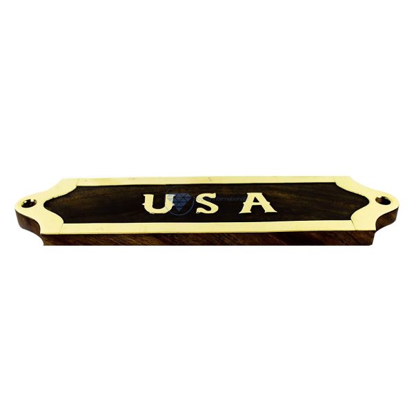 Nagina International U S A Wooden Title Plaque | Brass Rosewood Craft Premium Wall & Door Decor Sign