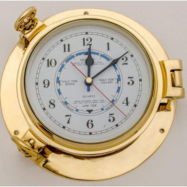 Nagina International 5.1/2" Diameter Solid Brass Porthole Tide Clock.