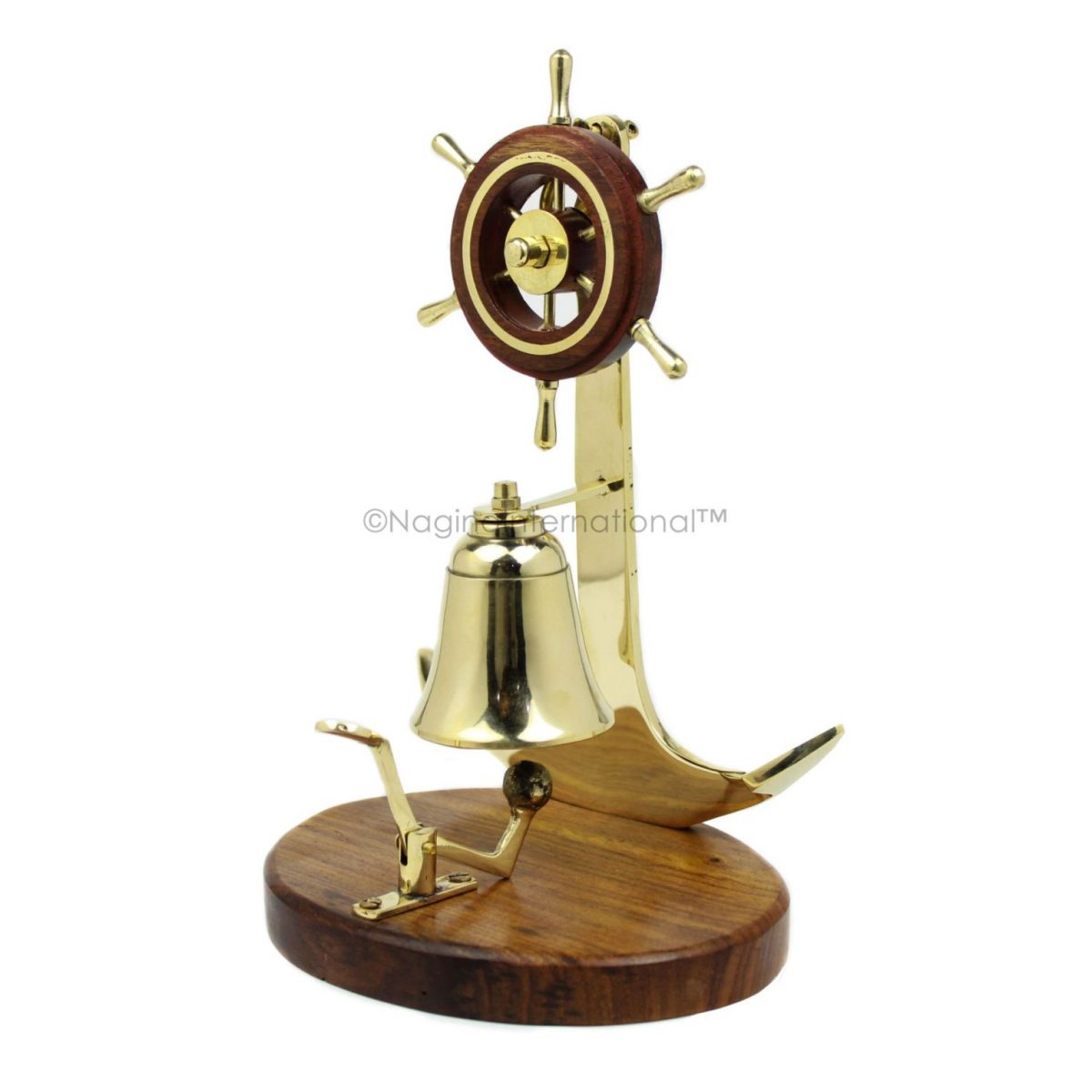 Anchor Studded with Nautical Ship Wheel Mounted Premium Polished Brass Desk  Decor Yet Office Call Bell, Innovative New Gifts Ideas for Marine  Lifestyle