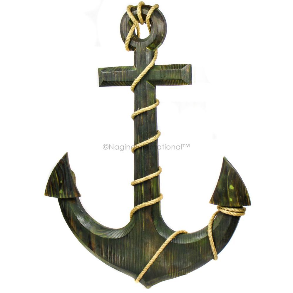 Wooden Nautical Wall Anchors Antique Algae Gree With Black Vintage Finish| Wall Hanging Decor | Wall Art Sculpture | Beach Theme Home Decoration Ideas