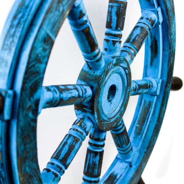 Antique Ocean Blue Ship Wheel