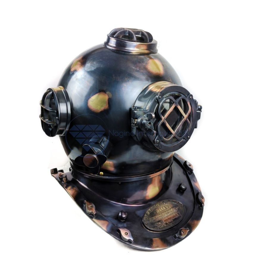 Nagina International 18" Scuba Diving Nautical Helmet | Maritime Ship's Decorative Helmet (Antique Black)