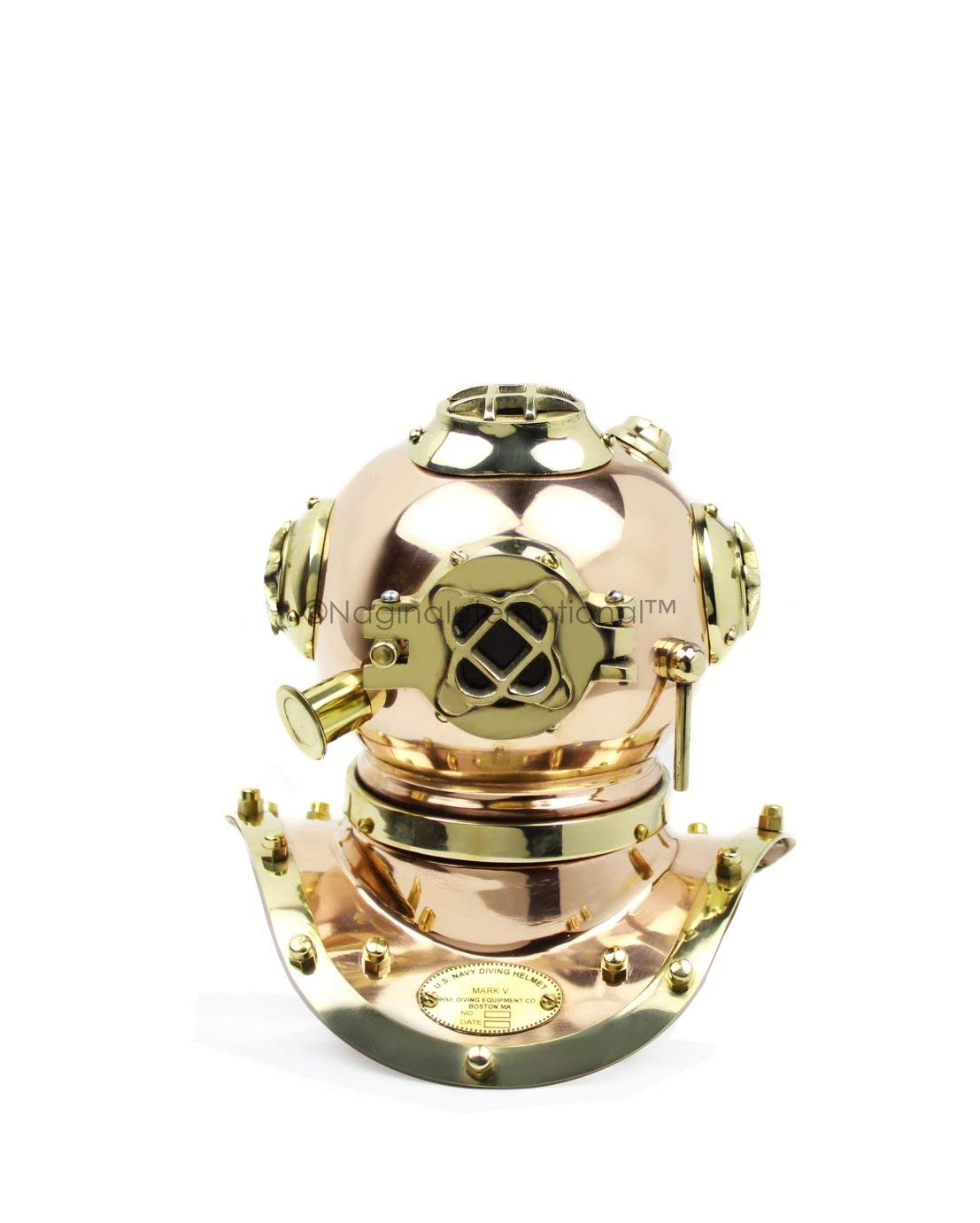 Nagina International 9" Copper Brass Crafted Nautical Diving Helmet | Maritime Home Decor & Gifts