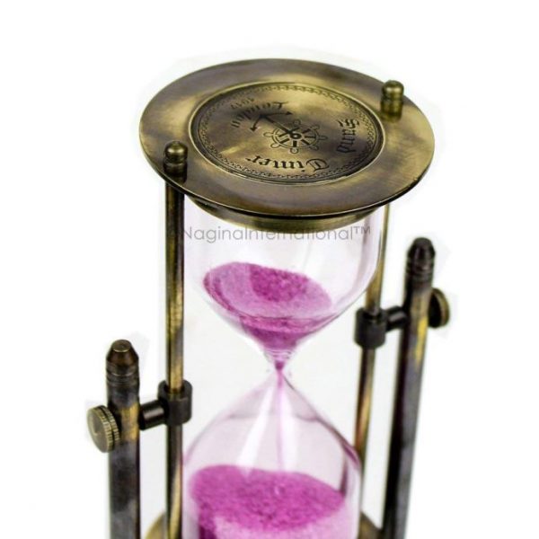 Nagina International 10.5" Antique Nautical Maritime Sand Timer | Hourglass with Functional Wheel Compass | Nautical Home Decor