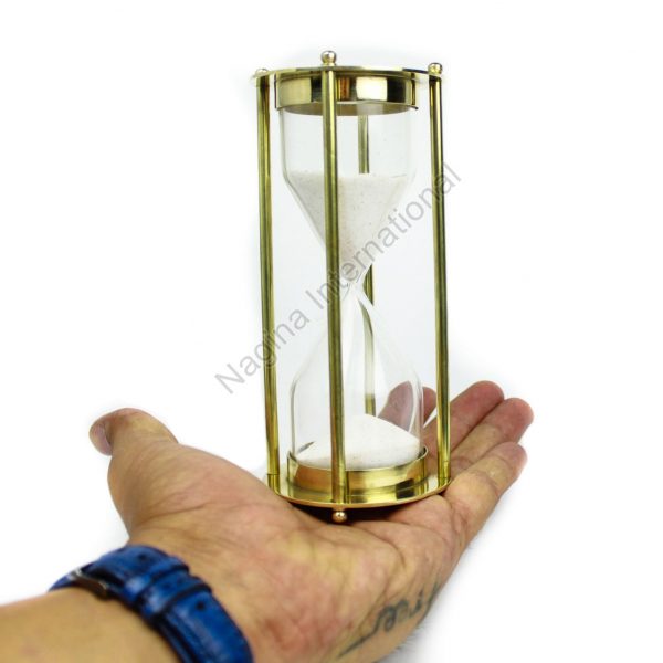 Brass Hourglass Sand Timer, 5 Minute - Nautical Decor