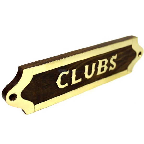 Nagina International Clubs Brass & Wood Crafted Premium Title Plaque | Door Signs & Signage Gifts & Decor (Clubs)