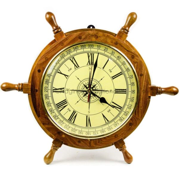 Red Ship Wheel, Nautical Pirate's Premium Polished Boat Steering Ship Wheel  Wall Clock, Premium Gifts Home Decor Ideas