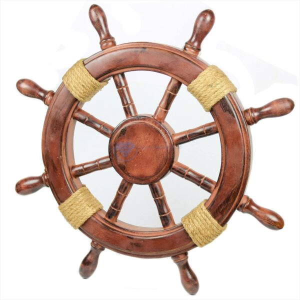 Nagina International Nautical Pine Wood Pirate Ship Wheels - Home Decor (18 Inches, Natural)