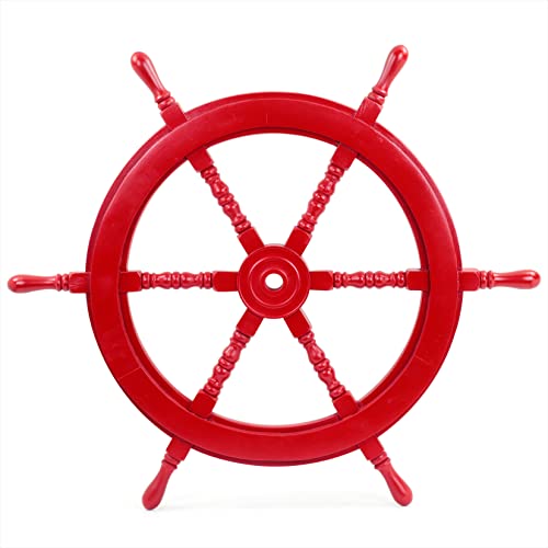 Nagina International Nautical Handcrafted Wooden Ship Wheel - Home Wall Decor (12 Inches, Red)