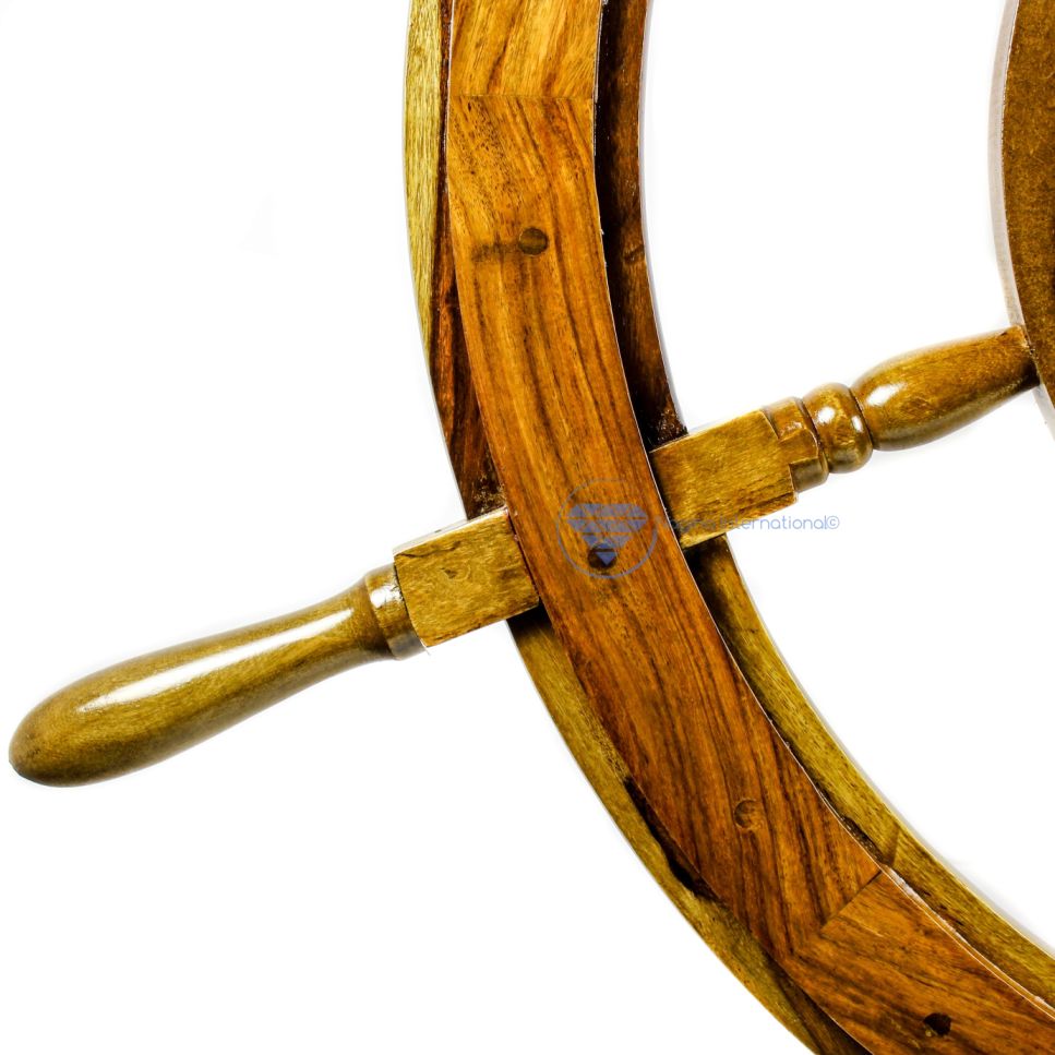 Nagina International Hand Crafted Premium Nautical Wooden Ship Wheel |  Exclusive Pirate's Wall Decor | Ocean & Beach Maritime Nursery Decorative