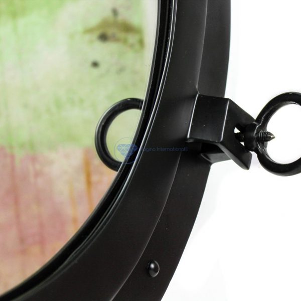 Nagina International Premium Vintage Antique Rustic Polished Aluminium Black Porthole