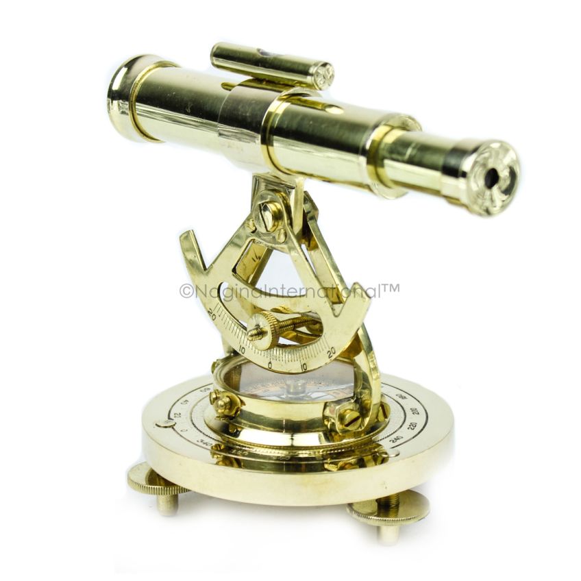 Nagina International Maritime Polished Brass Addaid Telescope Compass with Functional Telescope & Level Meter | Home Decorative Metal Decor