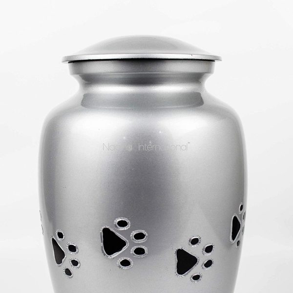 Aluminum Metal Cremation Urns for Ashes & Mortal Remains | Handmade Beautiful Urns for Humans and Pets (Grey Paw)