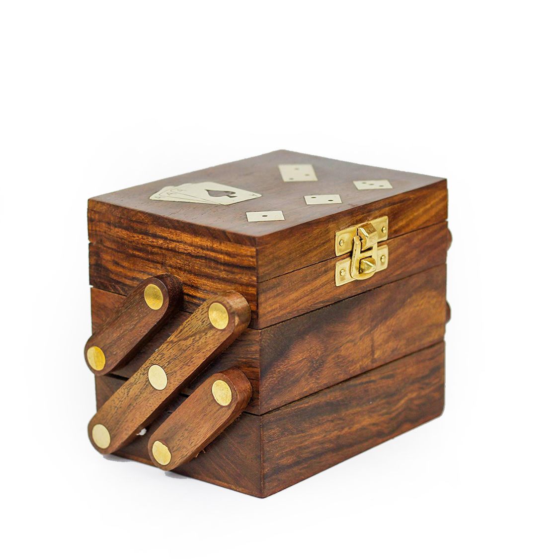 Multi Game Box | Cards | Domino | Dice | Wooden Case
