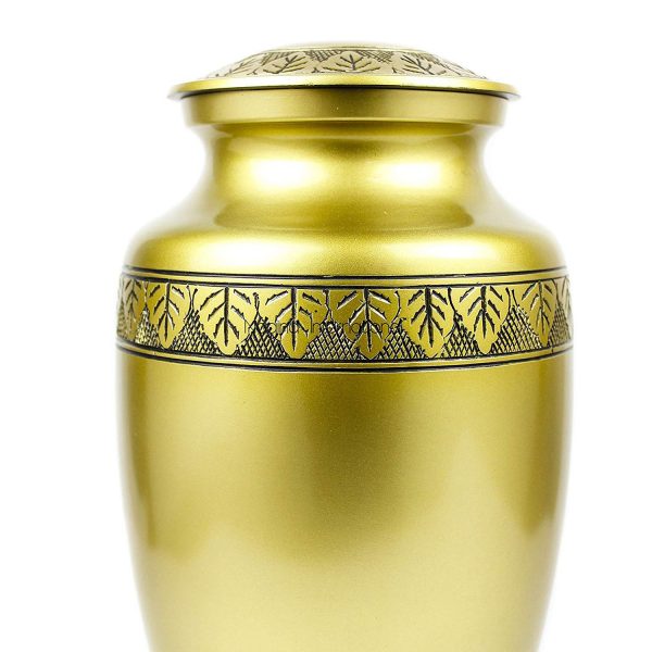 Aluminum Metal Cremation Urns for Ashes & Mortal Remains | Handmade Beautiful Urns for Humans and Pets (Antique Autumn Brass)