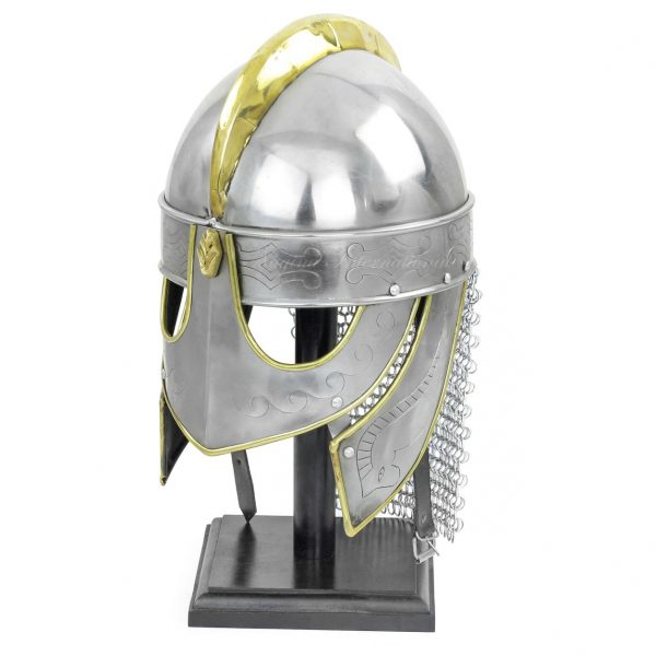 Nagina International Medieval Barbuta Visored Brushed Steel Knights Templar Crusaders Armour Helmet | Halloween Costume Props