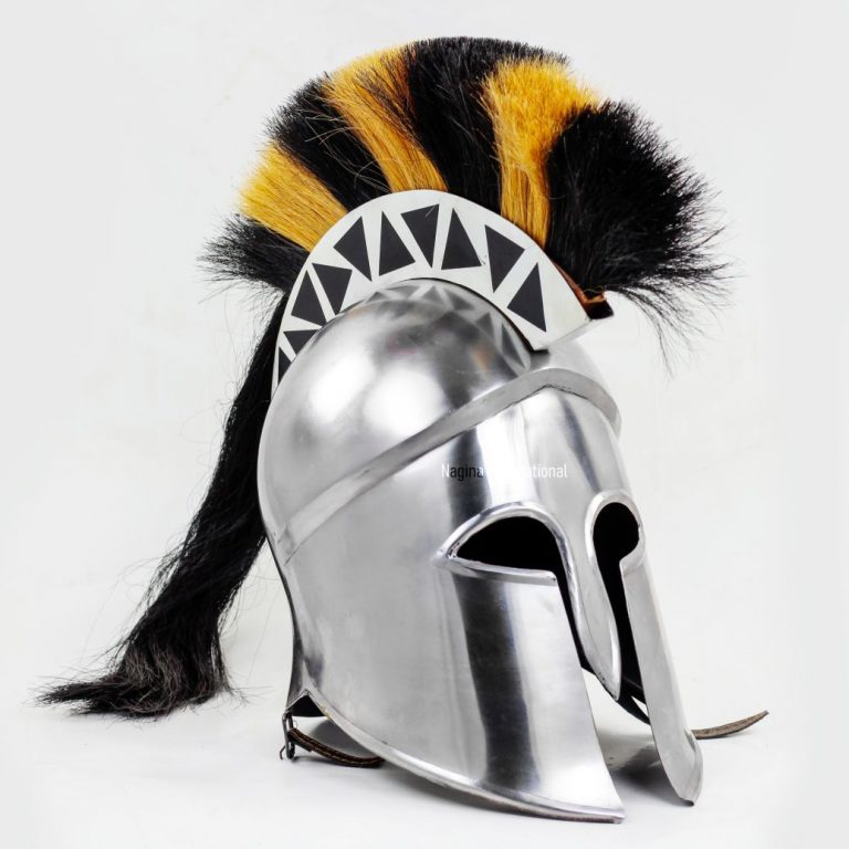 Medieval Knight Helmet With Plumes & Hair – Nagina International