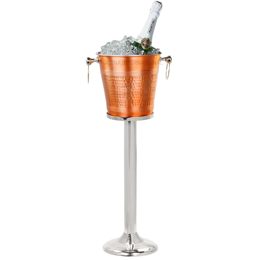 Nagina International Large Champagne Glass Premium Aluminum Free Standing  Nickel Plated Wine Chiller, Wine Coolers & Cellar with Ice Bucket