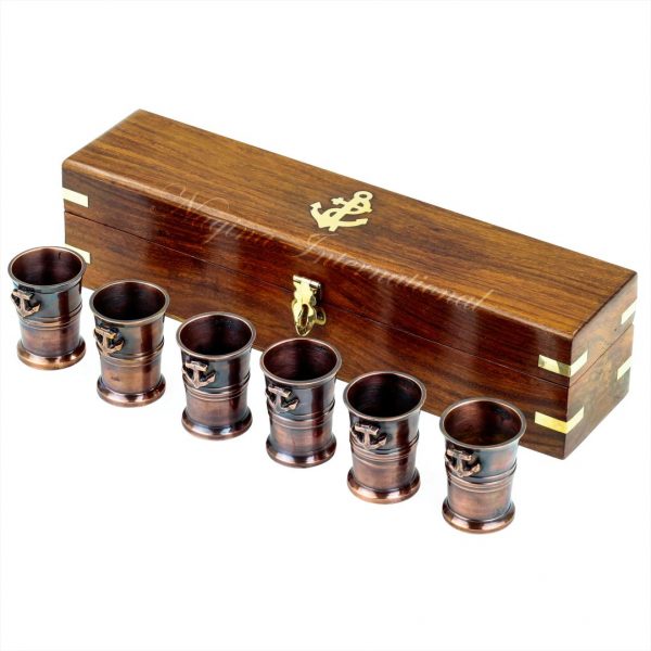 6 Shot Glasses With Premium Rosewood Storage Case With Compartments | Wooden Bar Organizer Accessories | Portable & Travel | Men's Gifts Ideas | House Warming Party Ideas | Liquor & Wine Serveware