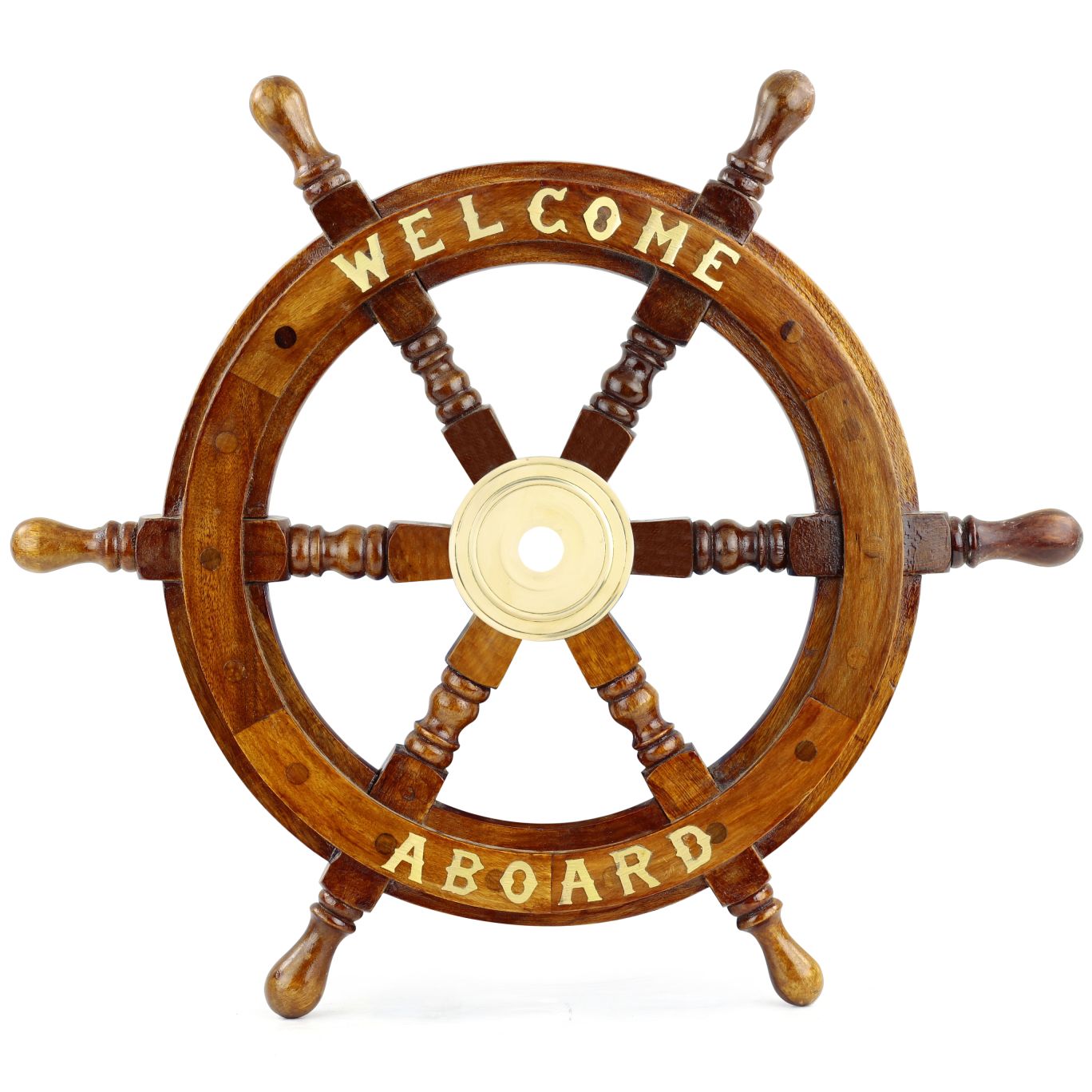 Nagina International Hand Crafted Premium Nautical Wooden Ship Wheel |  Exclusive Pirate's Wall Decor | Ocean & Beach Maritime Nursery Decorative