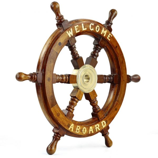 Welcome Aboard Wooden Ship Wheel Wooden Handles