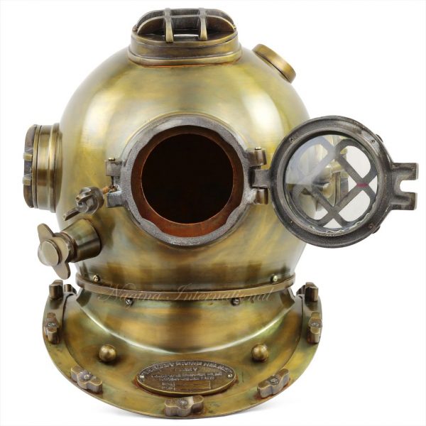 18" Antique Brass Oil Rubbed Finish Scuba Diving Helmet | US Navy Mark V Deep Marine Divers Gift Ideas | Sea Maritime Nautical Decor Ideas