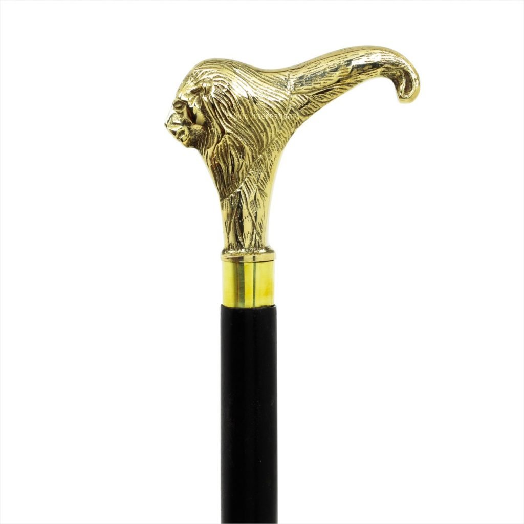 Handmade Antique Style Wooden Walking Cane With Solid Brass Head – 34 Inches