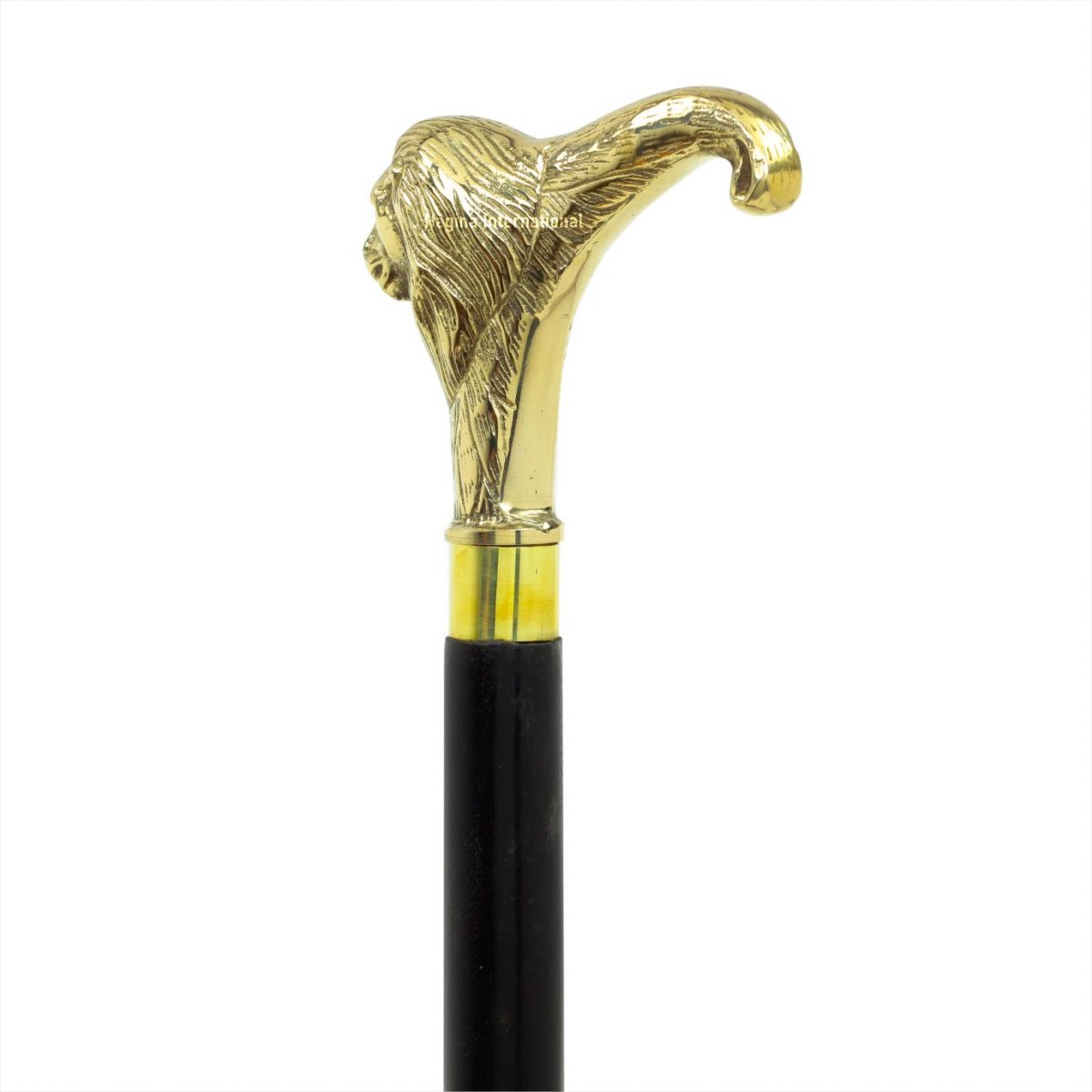 36″ Brass Walking Stick Solid Vintage Designer Lion Head Wooden Cane  Antique Style
