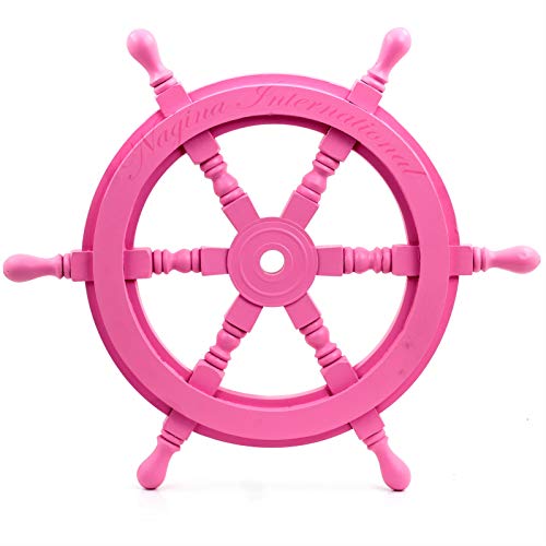 Nagina International Beautiful Pink Pirate's Steering Nautical Ship Wheel - Captain Maritime Beach Home Decor Gift (12 Inches)