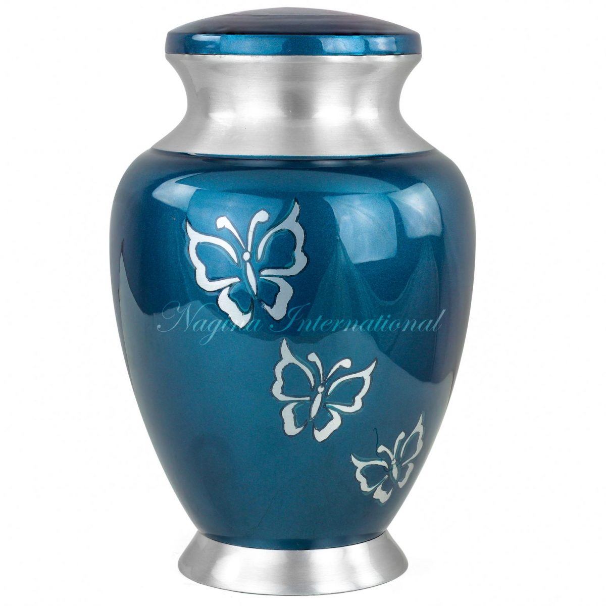 10" Medium Size Funerary Urns For Cremation Remains | Ash Storage Jar | Funerary Aluminum Urns For Pet Loss |Beautiful Home Decor | Sympathy Gifts Ideas For Grieving Friends (Teal Blue)