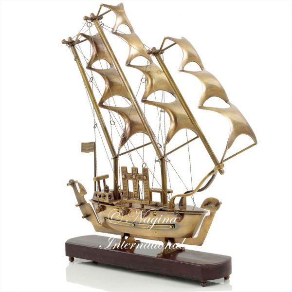 Gorch Fock Sea Ship Old Model Solid Brass Handcrafted Replica | Detailed Authentic Design with Antique Brass Finish | Sailing Boat Decorative Display Showpiece | Pirate's Nautical Home Décor