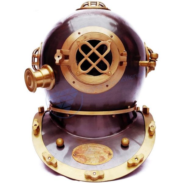 18" U.S Navy Nautical Antique Copper Finish Diver's Diving Helmet | Navy Gift | Nagina International