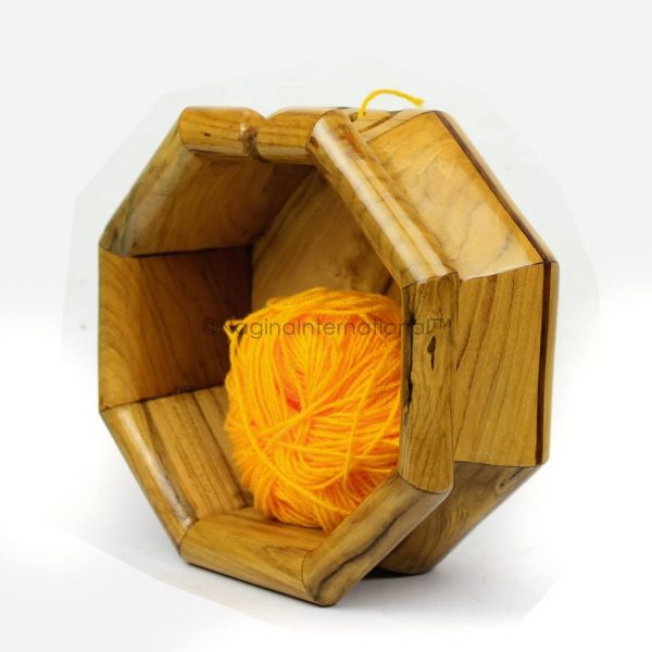 Nagina International XL - Mahogany Handcrafted Premium Hexagonal Large Yarn Ball Storage Bowl | Skein Holder for Knitters | Knitting & Crocheting Art Craft Accessories