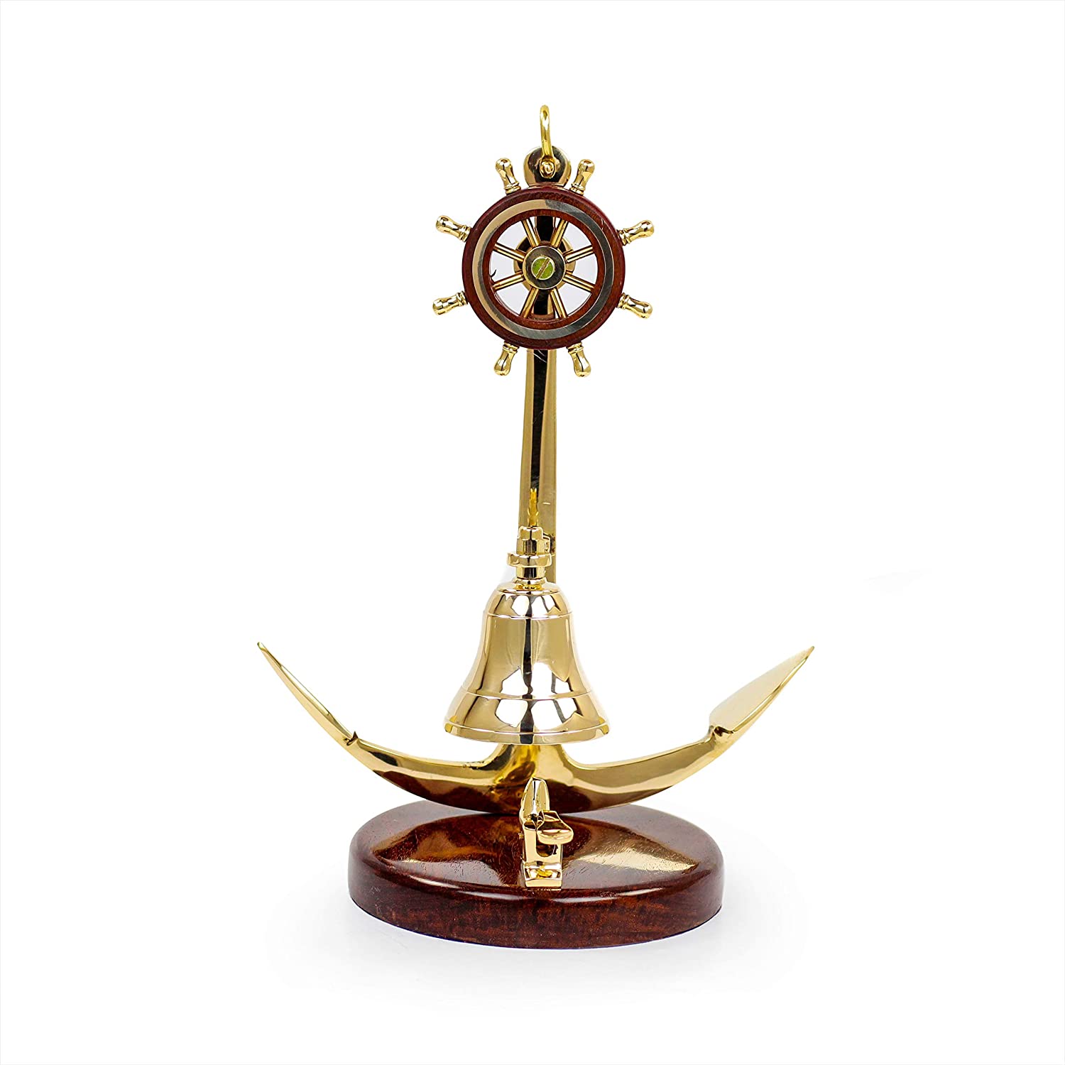 Anchor Studded with Nautical Ship Wheel Mounted Premium Polished