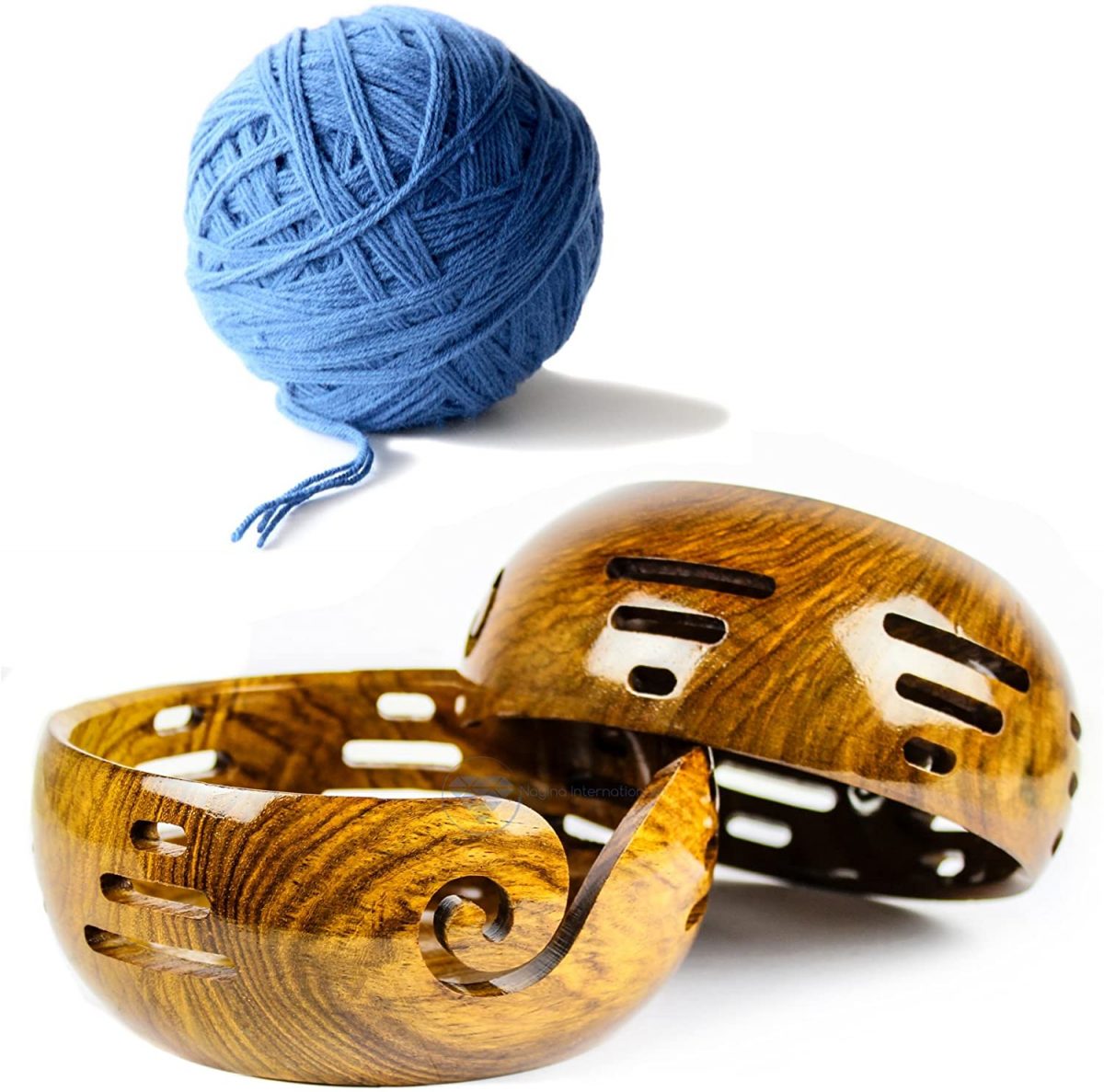 New Handmade Yarn Storage Functional Bowl with Innovative Yarn Dispensing Curl | Knitting & Crocheting Accessories | Nagina International