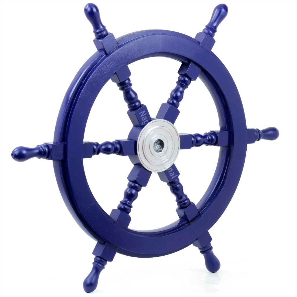  Nagina International Ship Wheel Clock, 12 Nautical Décor :  Home & Kitchen