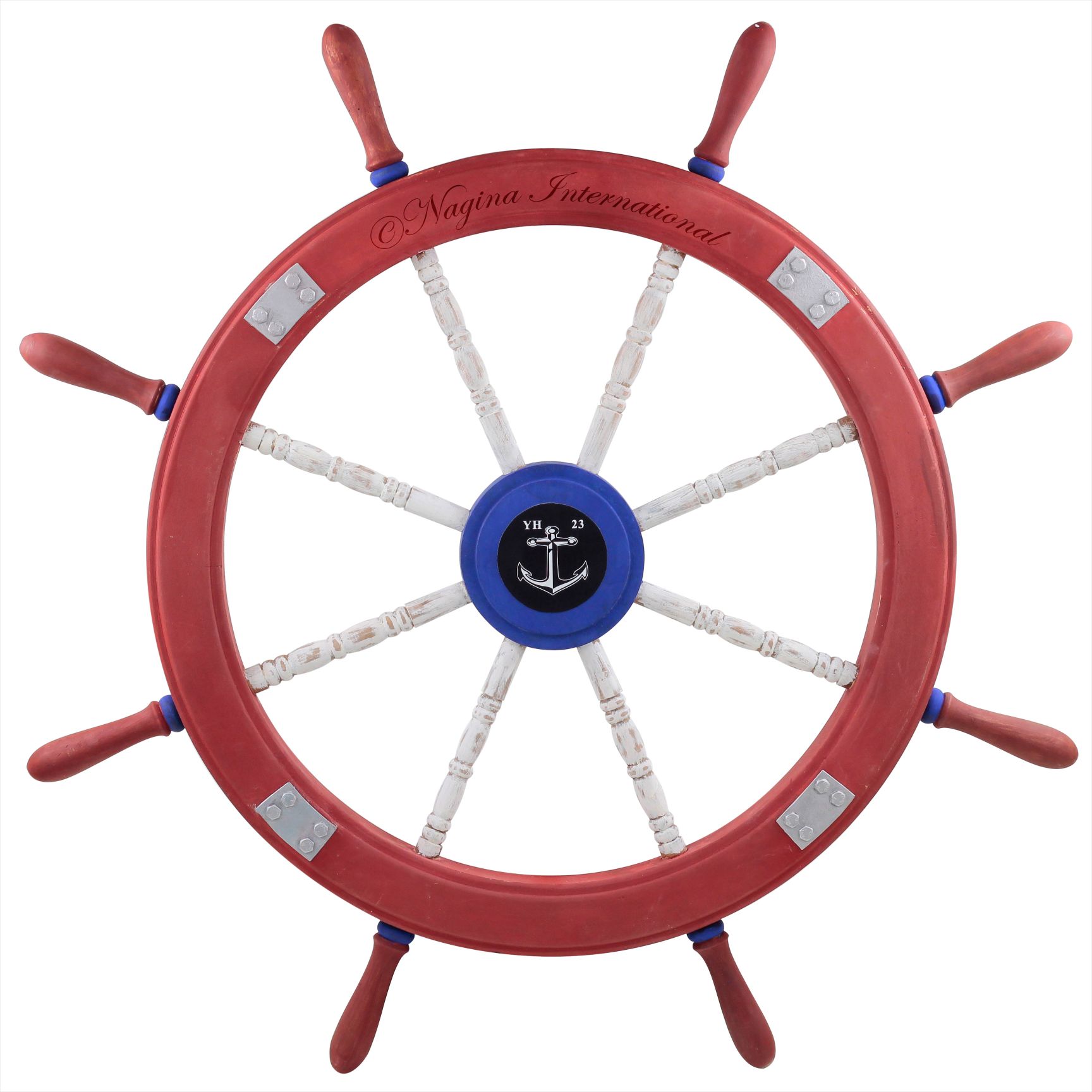 Nagina International Hand Crafted Premium Nautical Wooden Ship Wheel |  Exclusive Pirate's Wall Decor | Ocean & Beach Maritime Nursery Decorative