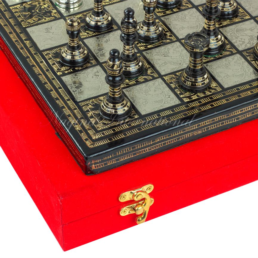 Collectible Large 100% Brass Vintage Chess board game set for adults 14X14  inch