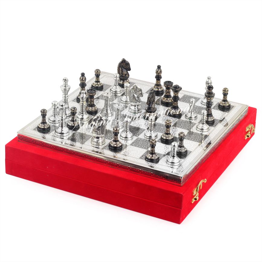 Collectible Large 100% Brass Vintage Chess board game set for adults 14X14  inch