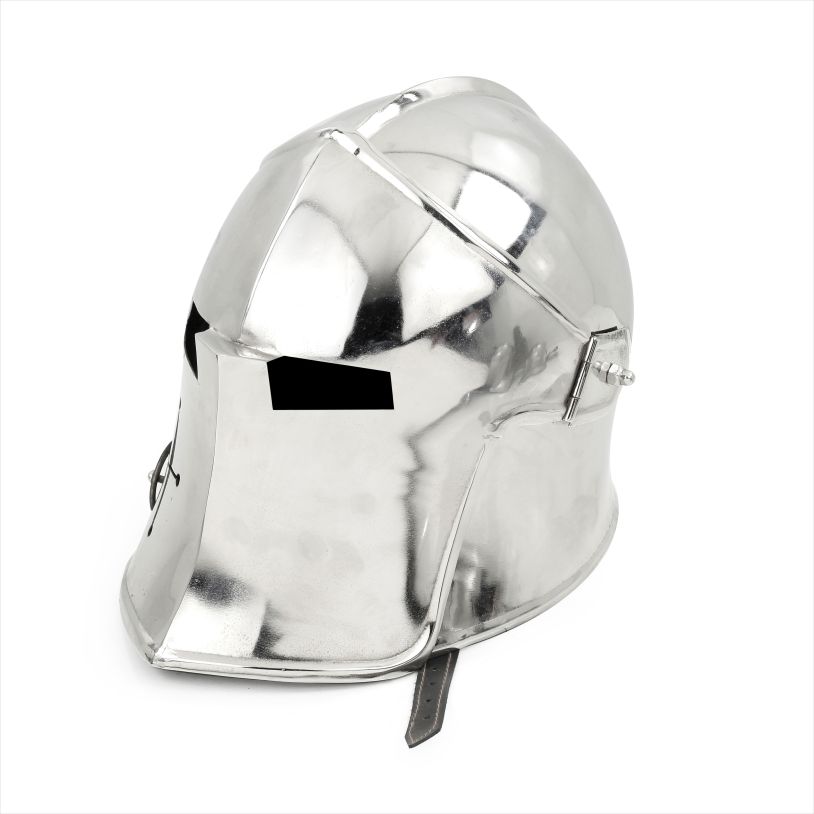 Medieval Barbuta Visored Knight Steel Helmet (Nickel Plated) | Props & Costumes Mask Helm for LARPERS