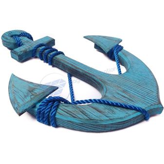 Nagina International Forest Frog Blue Decorative Anchor with Ropes | Gift Decor Wall Hanging