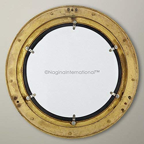 Nagina International Deluxe Nautical Brass Heavy Porthole Mirror - Captain Maritime Beach Home Decor Gift