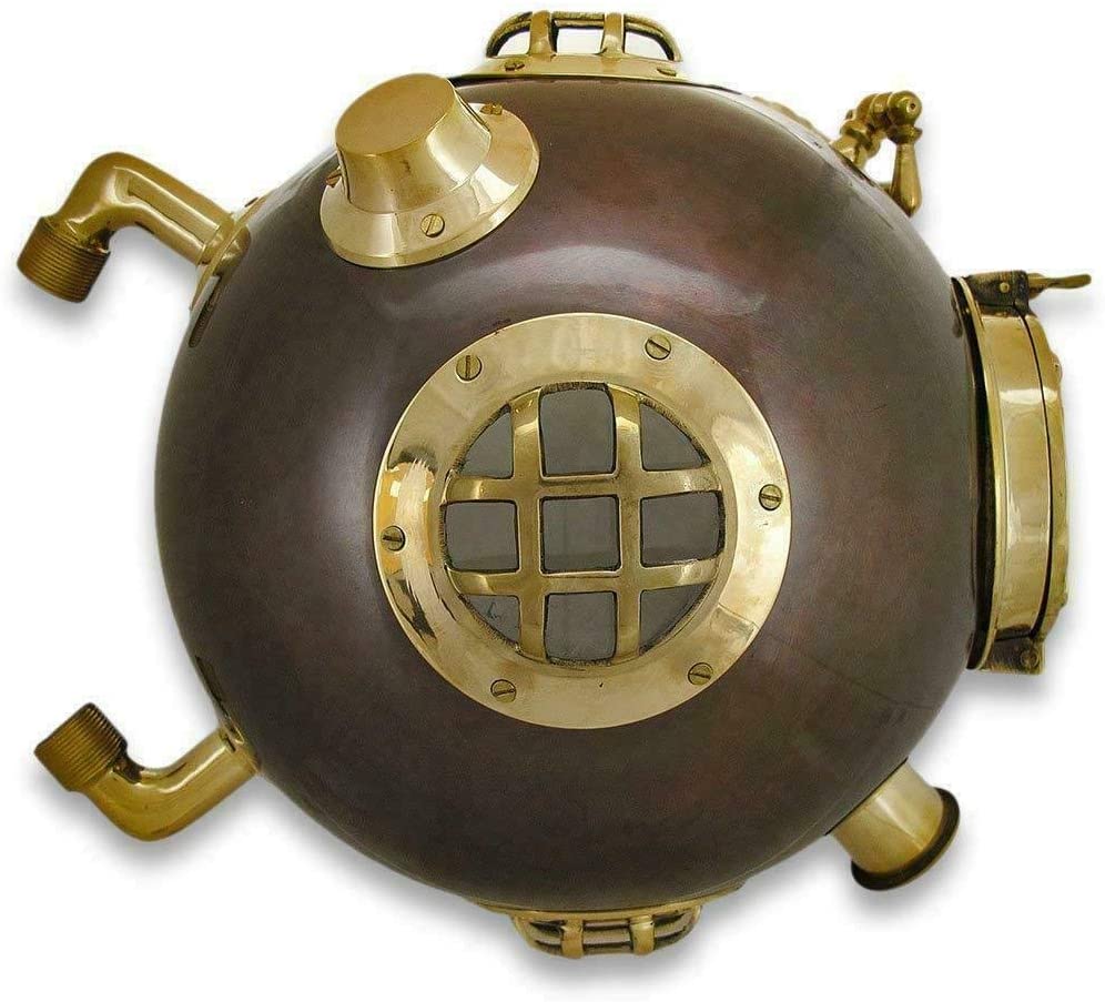 Copper And Brass Mark V Morse US Navy Diving Helmet Clock