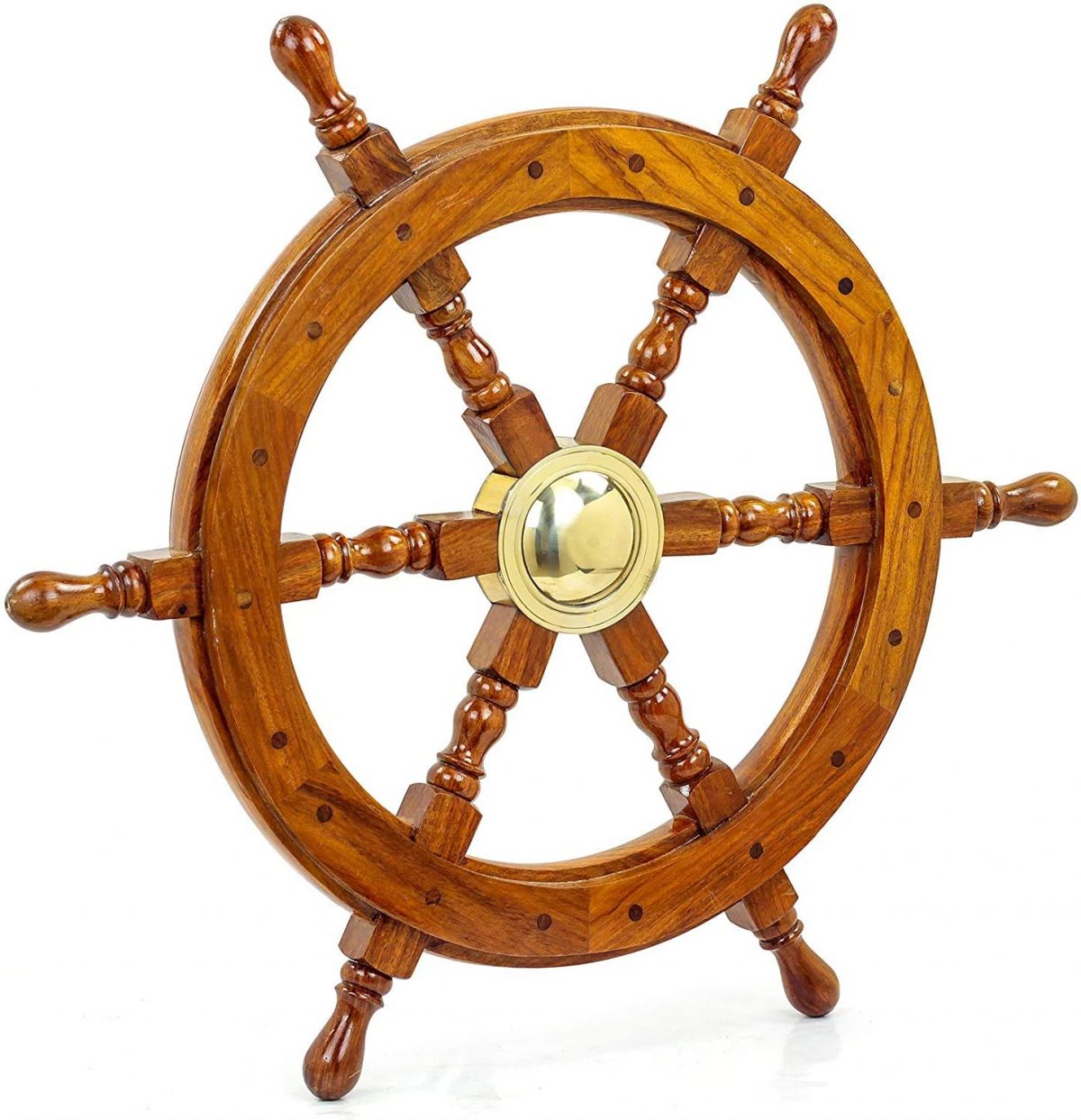 Nagina International Nautical Handcrafted Wooden Ship Wheel - Home Wall Decor | Pirate's Wall Hanging Sculpture & Accessories - Batasa Pendi