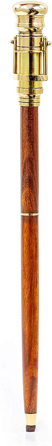 Nautical Wooden Walking Cane with Expendable Spyglass Handle | Maritime Authentic Pirate's Gifts Stick | Nagina International