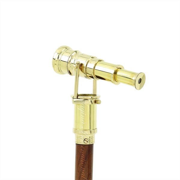 Crafts International Wooden Folding Nautical Walking Cane Stick Hidden Brass Telescope