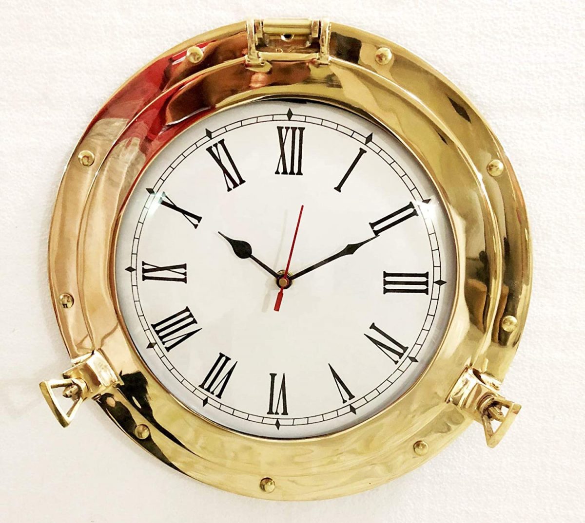 Antique Marine Solid Brass Ship Porthole Analog Clock Nautical Wall Hanging Clock Home Decor